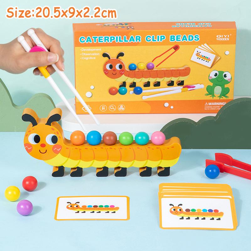 Gioco di Abbinamento Colori e Ordinamento per Bambini Giocattolo Creativo Montessori Clip Animali Perline Impilamento Gioco di Equilibrio Giocattolo per l'Educazione delle Abilità Motorie Fini del Bambino