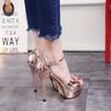 Fashion 15CM Nightclub Sexy Patent Leather Women Sandals Platform High Heels Summer Style Open Toe Buckle Strap Party Wedding Shoes