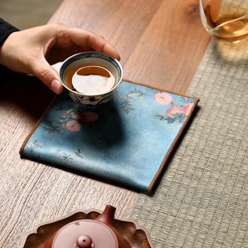 Chinese Style Tea Towel Absorbent Rag Painted Tea Cloth Household Kitchen Table Cleaning Mats Napkin Placemats Cleaning Cloth