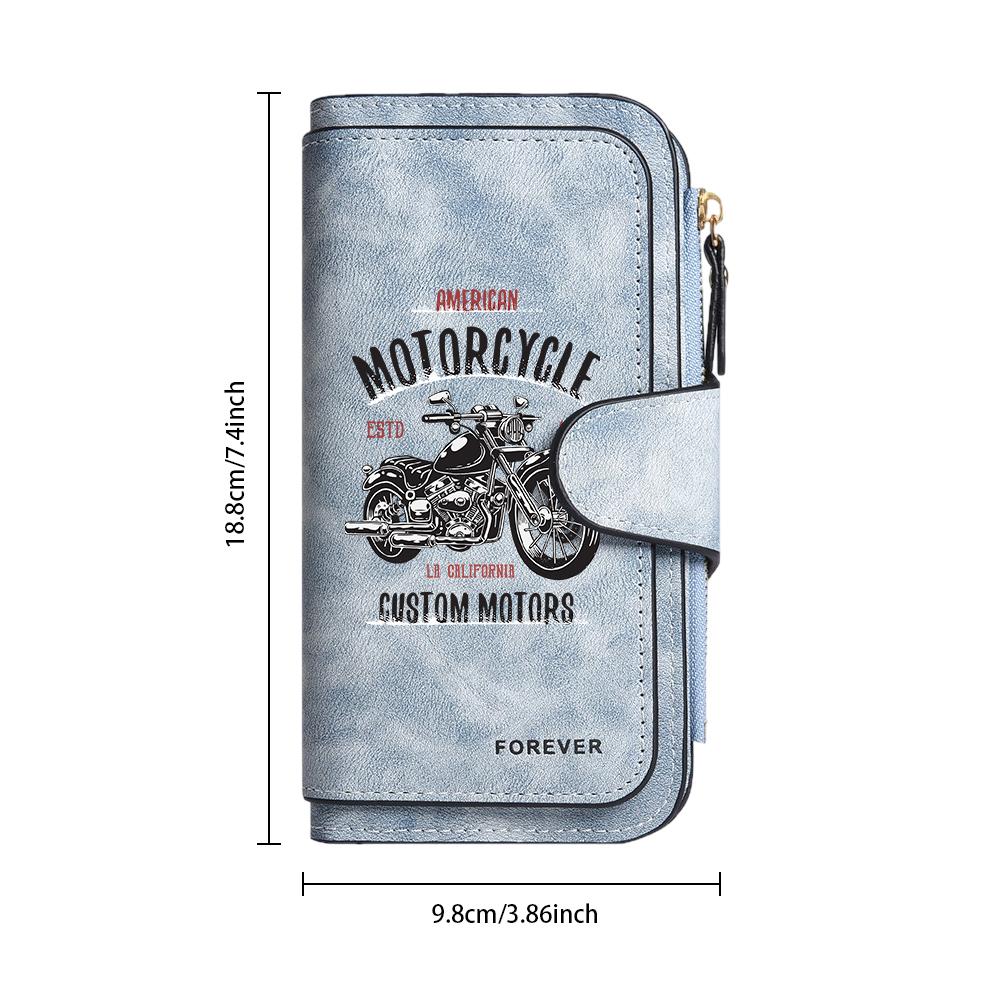 Vintage Motorcycle Printed Bifold Multi Card Slot Purse