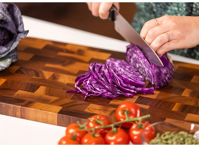 1pc Large Wood Board - Heavy-Duty Wood Grain Chopping Board, Large Leaf Camellia Tree Wood  for Meat, Cheese, Vegetables, Bread