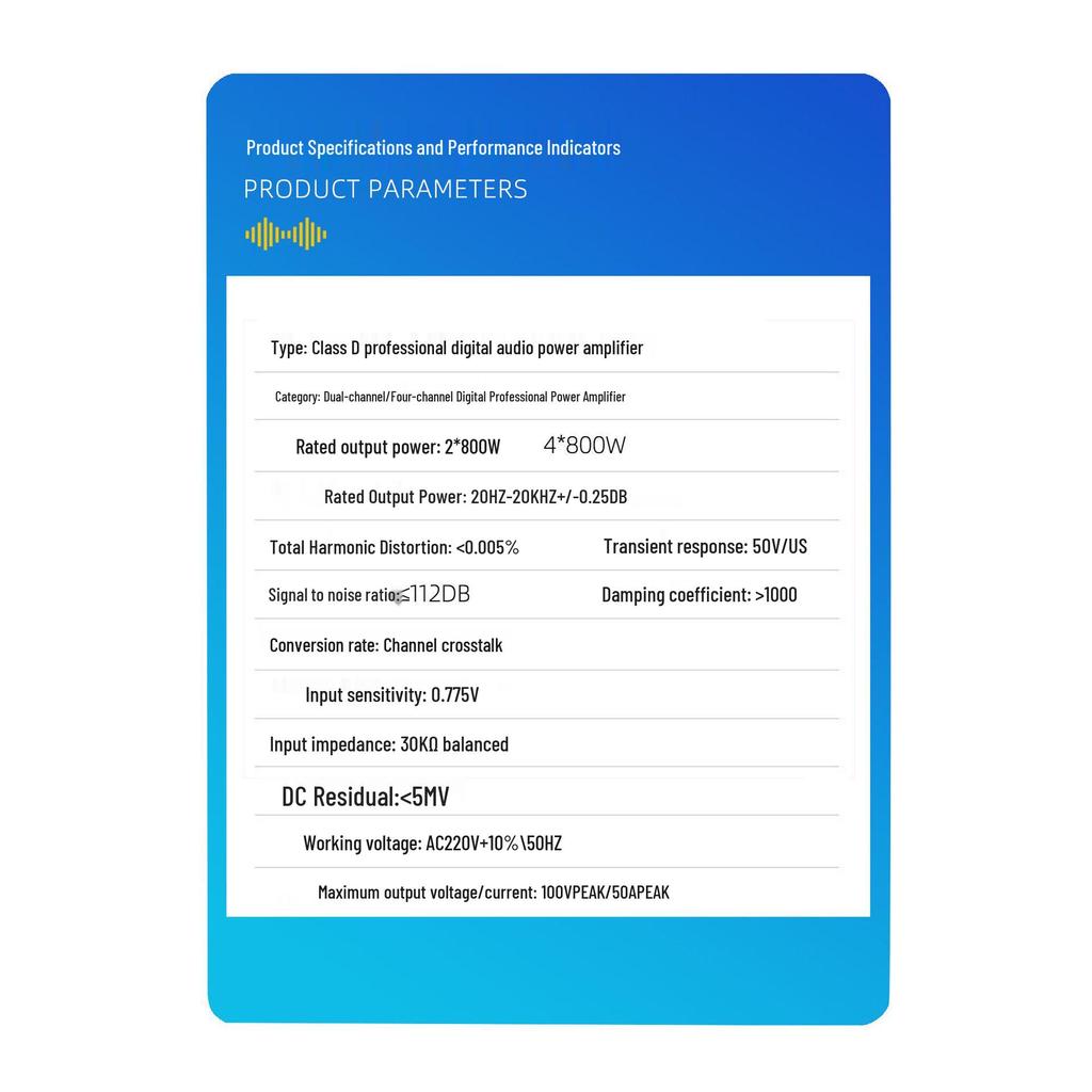 Professional Ultra-Thin Digital Power Amplifier for Stage, Conference, Wedding, and Home Karaoke