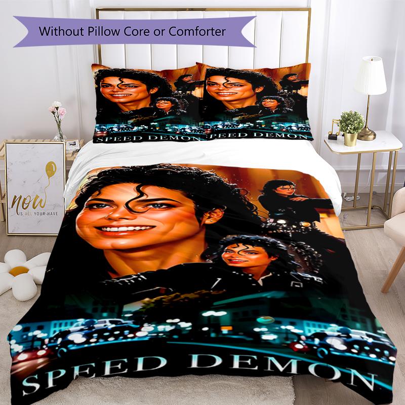 3pcs Michael Jackson Bedding Set Duvet Cover Closure Includes 1 Duvet Cover & 2 Pillowcases, Soft and Comfortable for All Seasons.