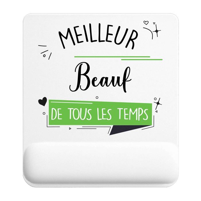 Tapis de souris - PLANETEE - Meilleur Beauf de tous les temps - 22x18 cm - Surface lisse anti‑dérapante - 3 mm