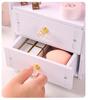 Double Drawer Wooden Cat Ear Vanity Mirror with Storage