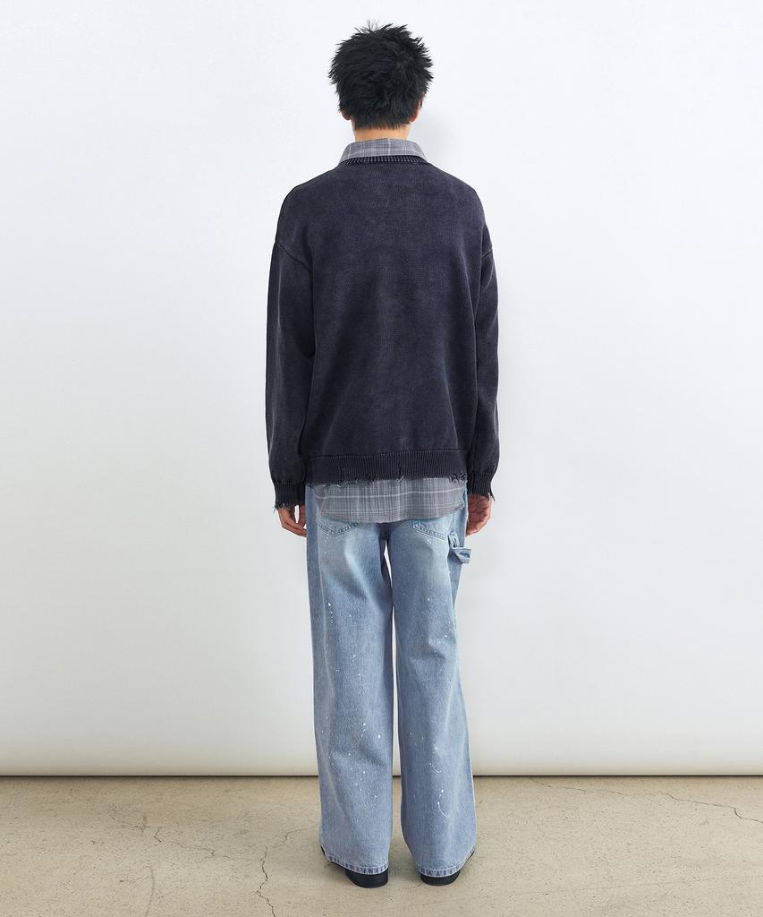 INSILENCE Stone Washed Pullover Washed Navy