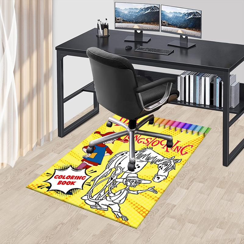 1PC Pippi Longstocking Coloring Book Extra Large Non Slip Floor carpet, Office, family, bedroom, Studio Large Area Rug Indoor Rugs