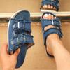 Summer Unique New Casual Denim Solid Color Canvas Buckle with Two Words with Flat Slippers P724