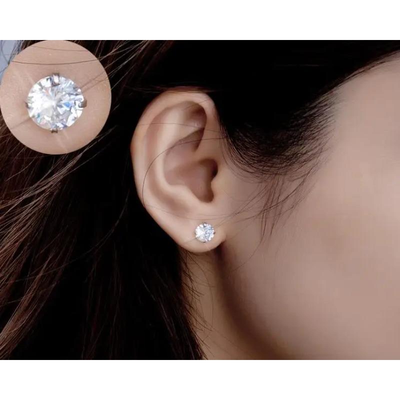 2/3/4/5/6/7/8mm Round Lab Diamond Earrings 100% Real 925 Silver Earrings For Women Small Screw Stud Earrings