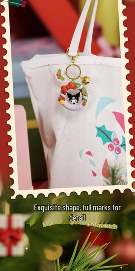 Sanrio Hello Kitty & Friends Christmas Wreath Keychain Set featuring Kuromi & Cinnamoroll Pendants