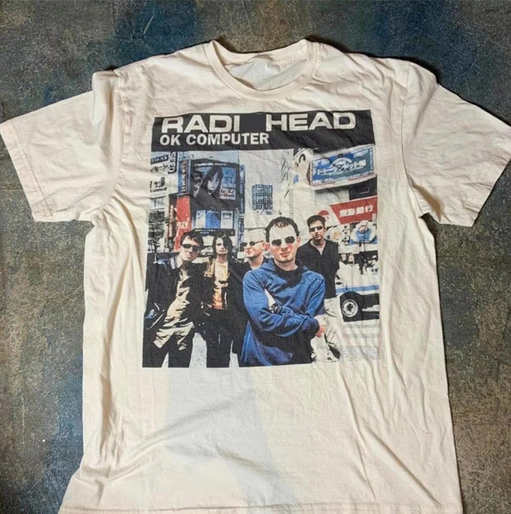 

New Summer Printed Elastic Men s and Women s Casual Radiohea Curvy Retro Neutral T-shirt Casual Cotton Round-neck Loose T-shirt S