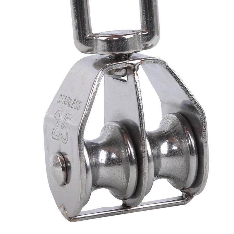 Stainless Steel Pulley M15/M25 Single/Double Wheel Swivel Lifting Rope Pulley Set Lifting Wheel Tools Wire Rope Crane Pulley