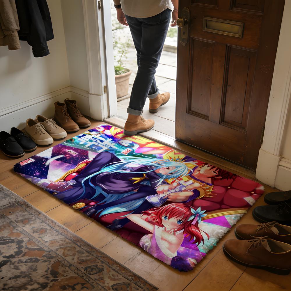 No Game No Life Anime Floor Mat Soft Flannel Absorbent Mat Non-Slip Rug Home Bedroom Bathroom