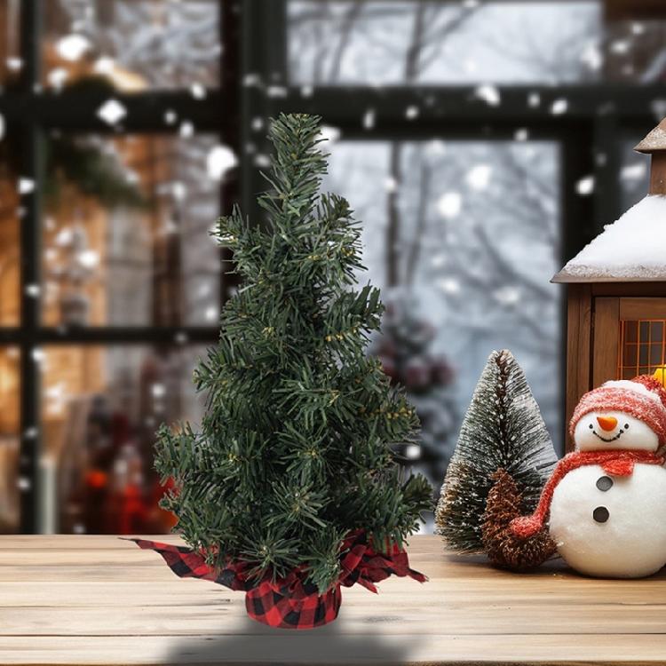 Tabletop Ornament Miniature Christmas Tree with Burlap Base Elegant Small Pine Tree Holiday Season Party Decoration