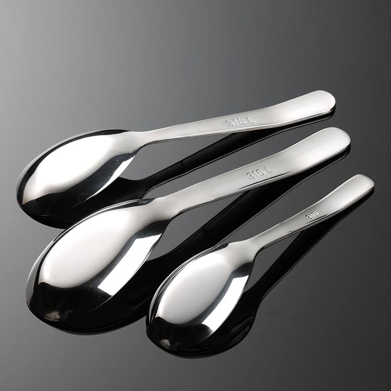 Ruhan 316 Stainless Steel Flat-Bottom Chinese Soup Spoons