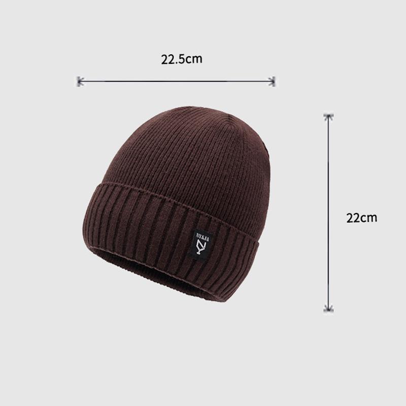 Winter Knitted Hat Men Warm Coldproof Wool Hat Cycling Fleece Thick Cotton Hat