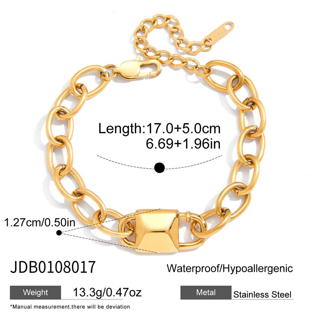 Youthway Classic Lock Bracelet For Women Minimalist Gold Plated Stainless Steel Bracelet Simple Fashion Jewelry Girls Gift