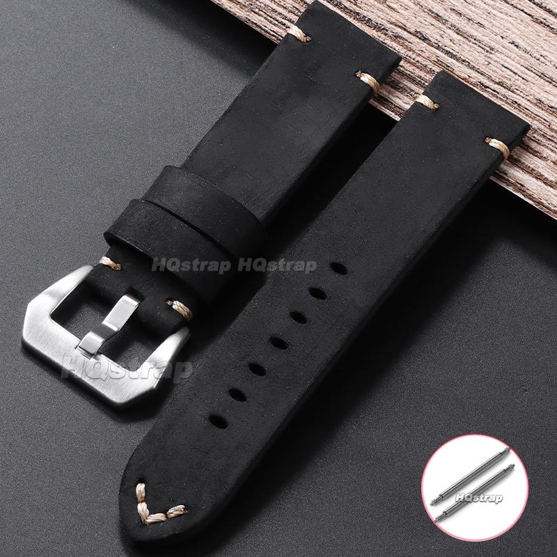 Cinturino Vintage Fatto a Mano 22mm 24mm 26mm Pelle di Vacchetta Crazy Horse Cinturino di Ricambio Universale per Uomini Donne Accessori Bracciale