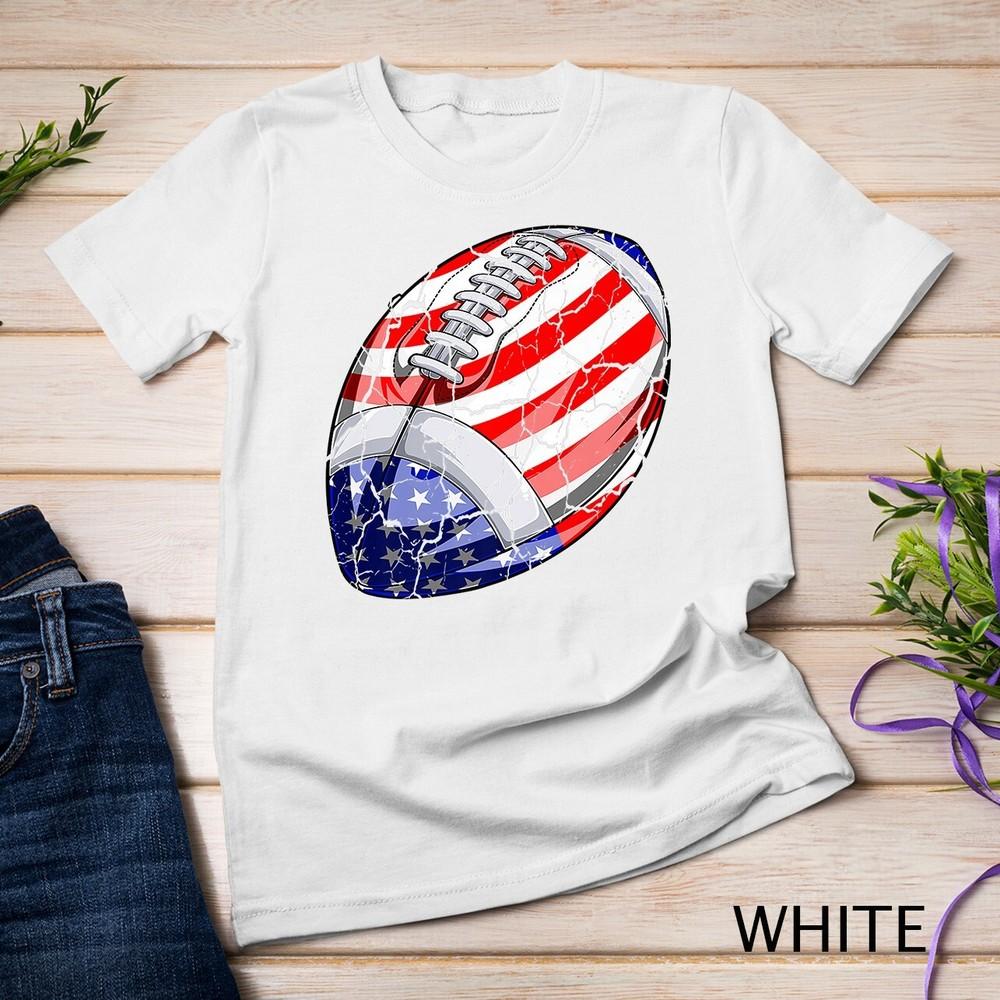 

Distressed Football Sport Lover Retro American Flag Premium Unisex T-shirt 4XL