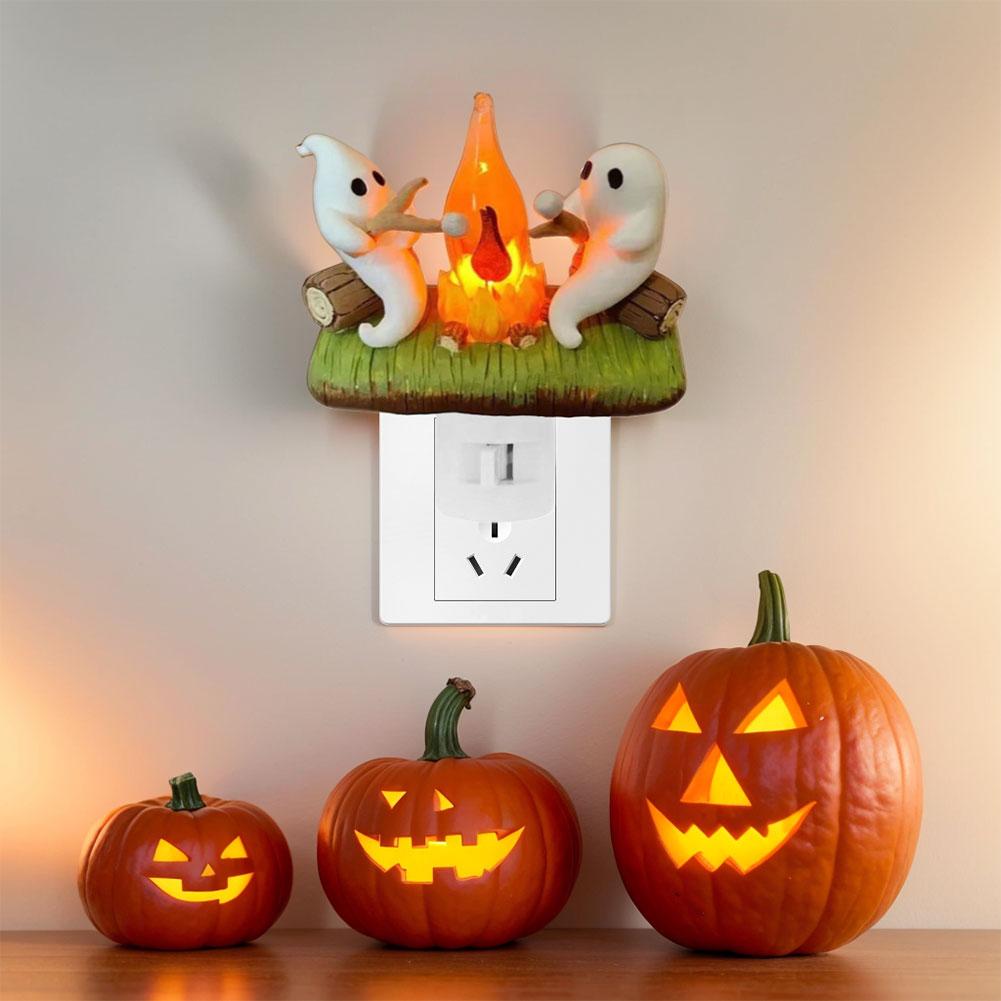 2024 Ghost Campfire Flickering Night Light Halloween Ghost Campfire Festival EU US Funny Cute Chost Design LED Light Home Decor
