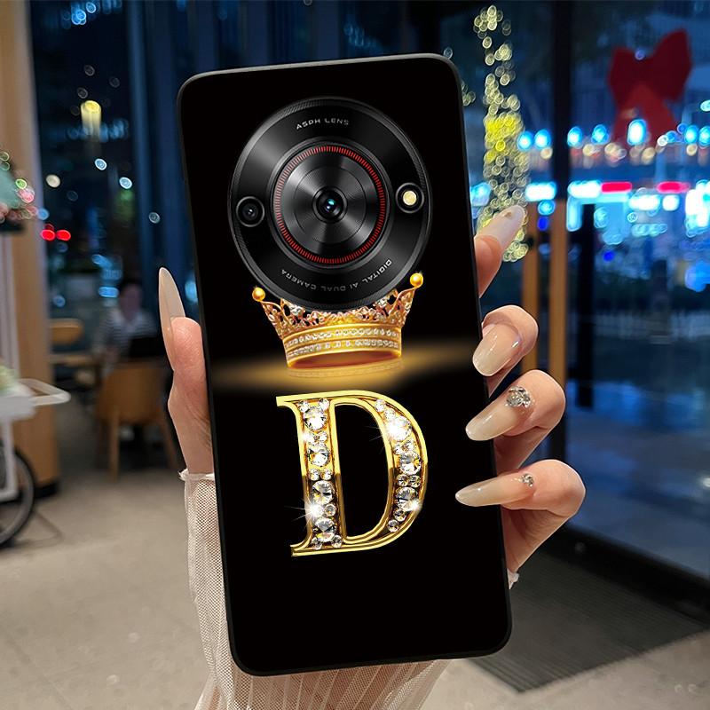 Shockproof Soft Phone Case For ZTE Blade A75 5G/ Nubia Focus 5G Bright Color and Attractive Crown Letter Pattern Casing