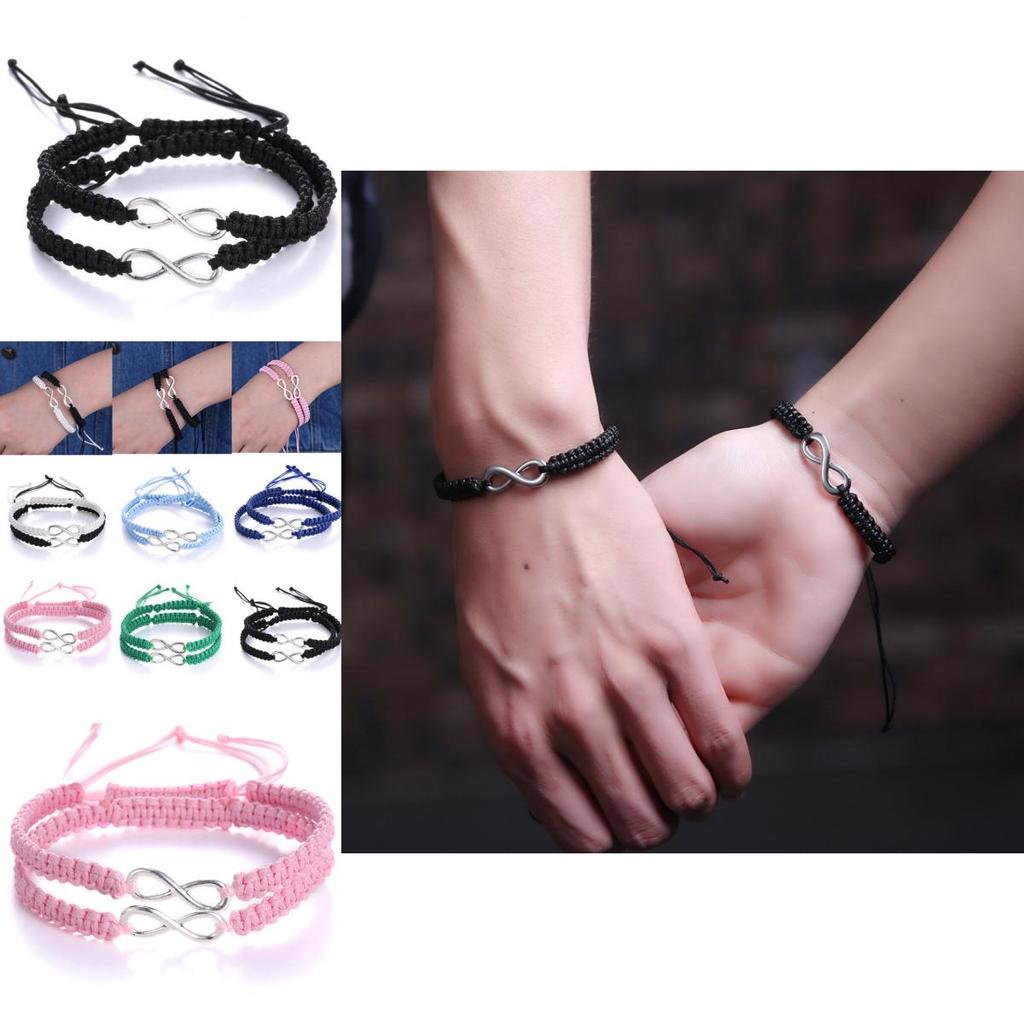 Handgefertigte Unendlichkeits-Symbol-Armbänder mit verstellbarem geflochtenem Design für Paare und als Geschenk