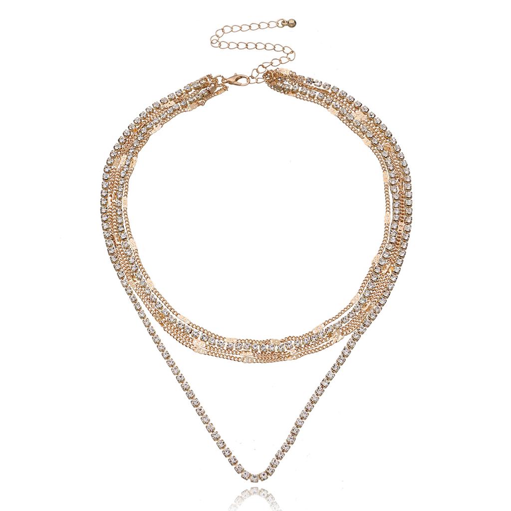 Accessories, temperament popular claw chain rhinestone necklace, fashionable hip-hop personality multi-layer full diamond necklace
