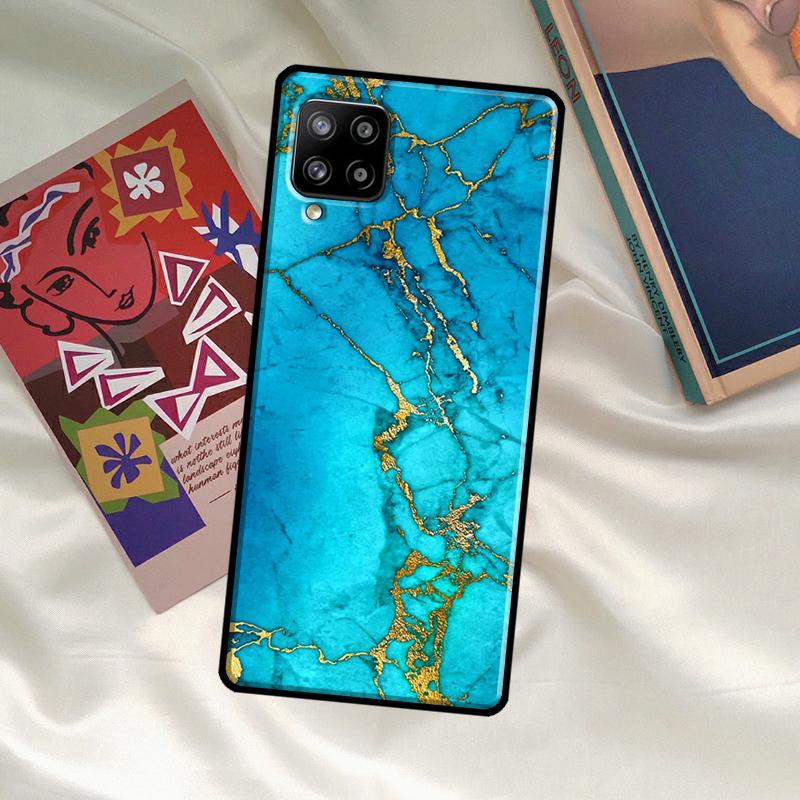 Türkisblau Gold Achat Marmor Hülle Für Samsung Galaxy A33 A13 A36 A56 A23 A52 A32 A12 A54 A34 A14 A16 A26 A53 A15 A35 A55