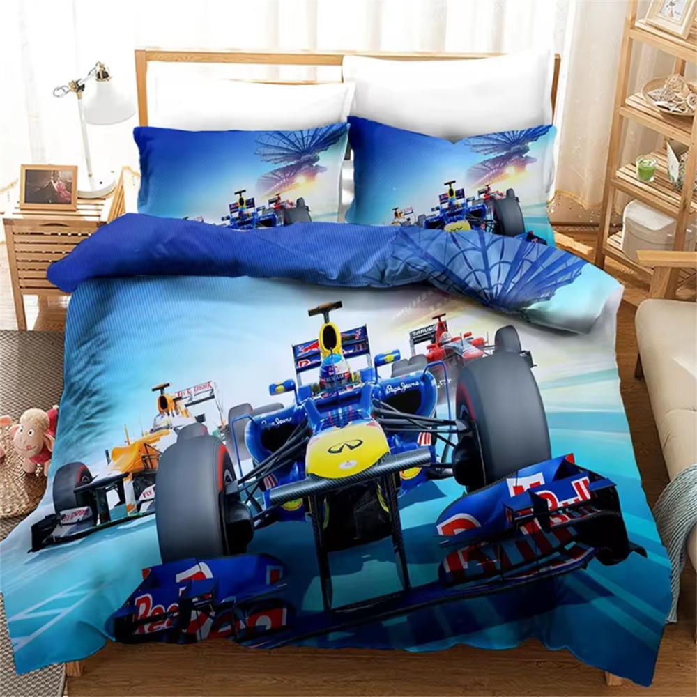 Red Racing Car 3D Kids Boy Bedding Set F1 Game Racer Printing Duvet Cover 2/3pcs Bedclothes with Pillowcase Twin Full Bedspread