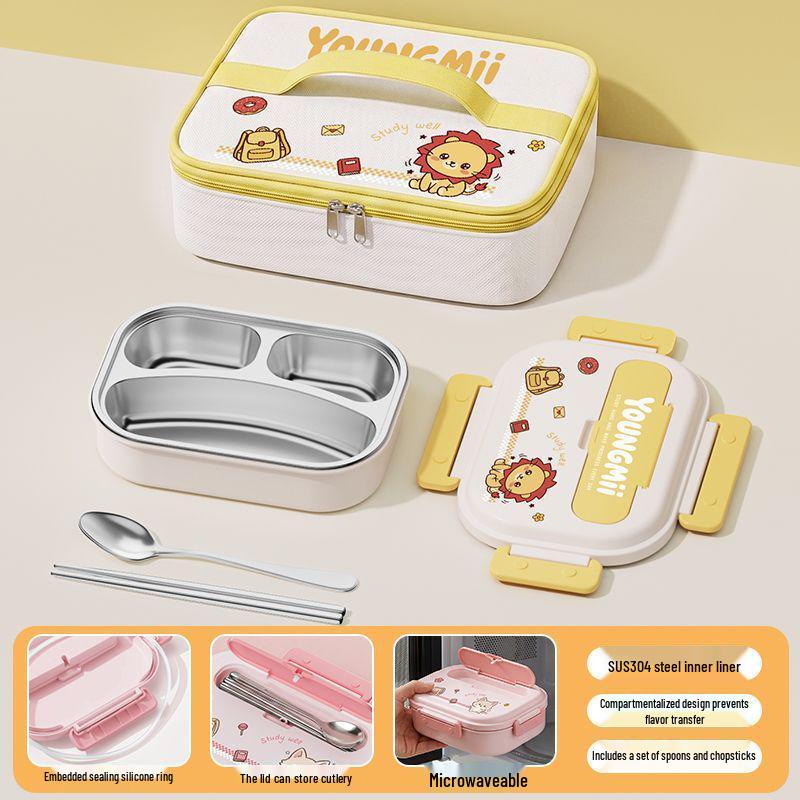 304 Stainless Steel Insulated Bento Box - Student Lunchbox with Food Compartments