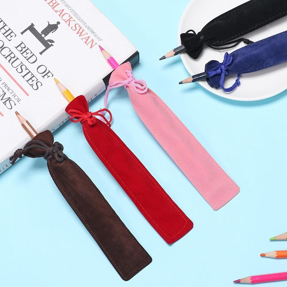 Holder Velvet Pen Pouch Sleeve Office School Supplies Plush Cloth Pen Bag Double-sided Thickened