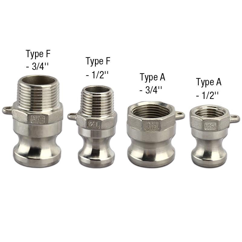 Camlock-Schnellkupplung, 1/2'' Edelstahl Camlock-Fittings Verbinder Cam- und Nut-Schlauchrohr-Fitting-Adapter, 3/4'' Cam-Lock-Typ
