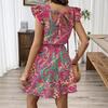 New European and American Express Summer Feifei Sleeve Printed Dress Fashion Temperament Flower