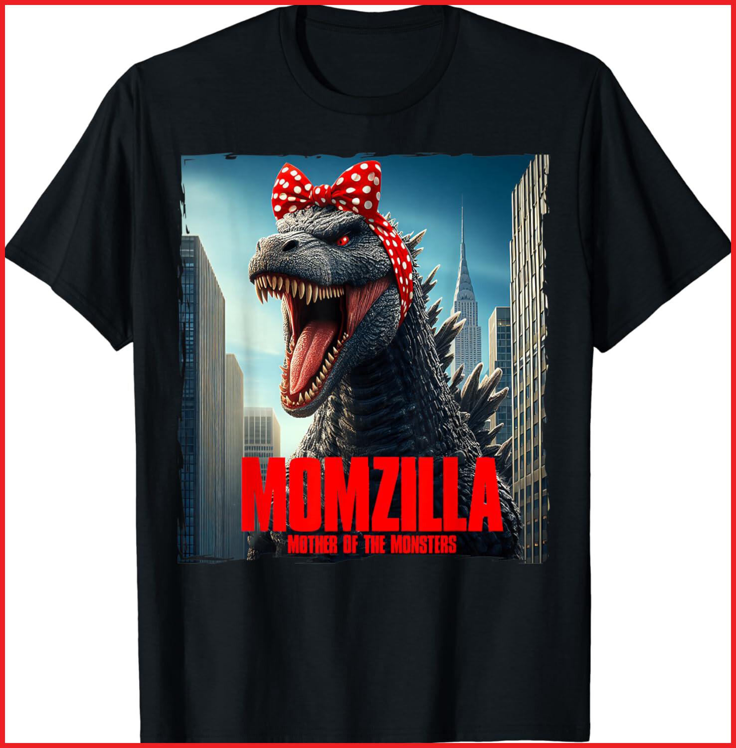Momzilla Mother Of The Monsters Funny Gift for Mother Black Cotton T-Shirt S-5XL S