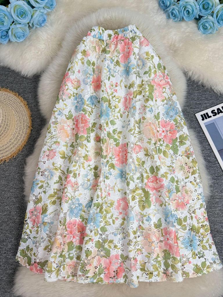 European Resort Style 3D Embroidered A-Line Midi Skirt - Versatile & Chic