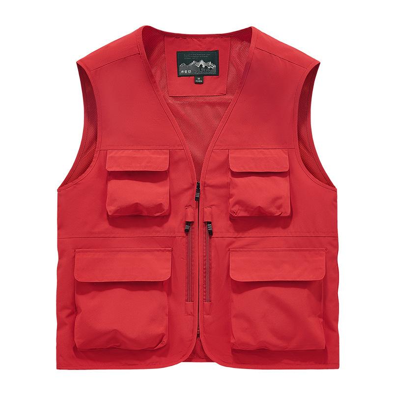 Sleeveless Vest Men's Four Seasons Middle-aged Outdoor Leisure Loose Large Size Vest Sports Multi-bag Vest
