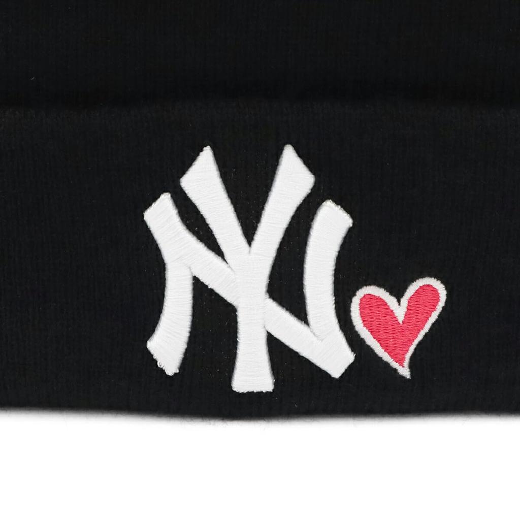 New Era Basic Cuff Knit Cap MLB New York Yankees NY Black FREE Heart ONSPOTZ Exclusive and Authentic New Era Hat Variety of Trendy Designs Perfect for