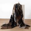 Japanese High end Pure Cashmere Plaid Scarf Shawl Dual Purpose Autumn and Winter Fashion Warm Neck Protection Couple Large Scarf
