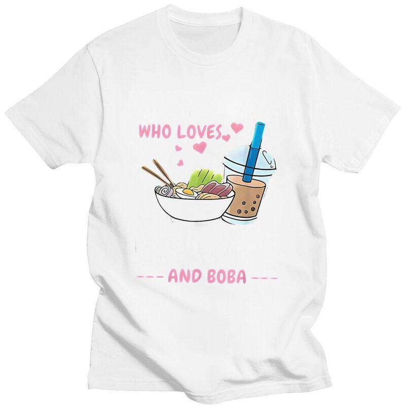 Custom Just A Girl Who Loves Ramen And Boba T Shirt for Men Tshirt Casual Tee Short Sleeve Tshirts Loose Fit