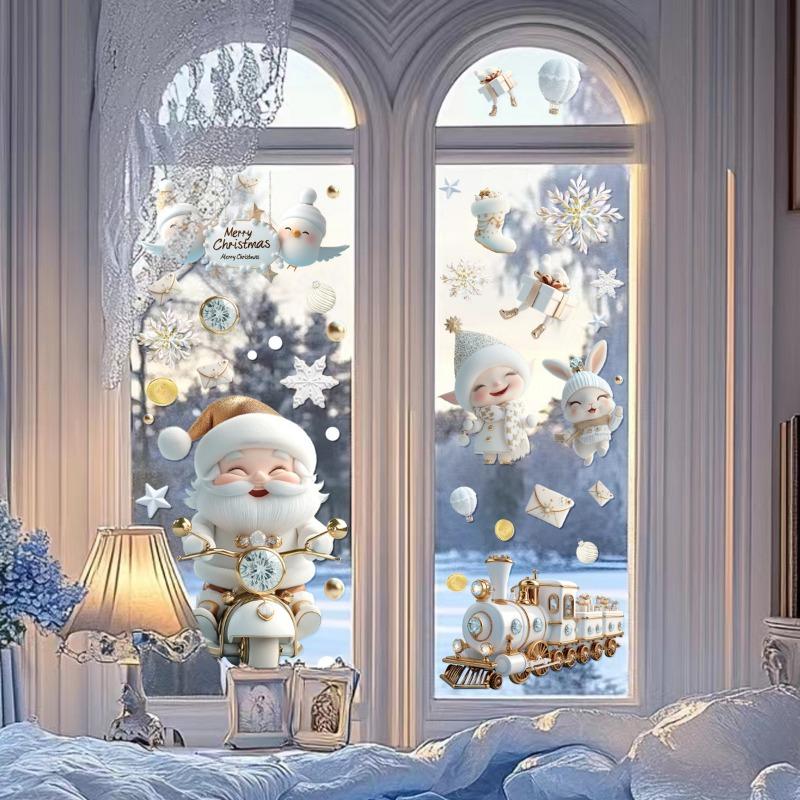 Weihnachtsdekoration Glas Fensterschmuck Statisch Haftend Neujahrsveranstaltung Festival Szene Aufbau Fensterglas Aufkleber