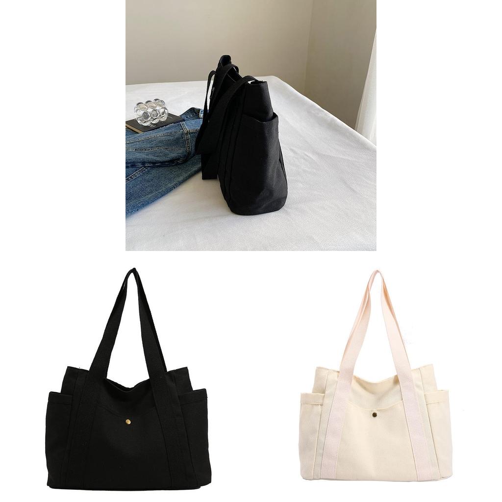 Canvas Tote Bag Large Capacity With Zipper For Commuting And Casual Daily Use