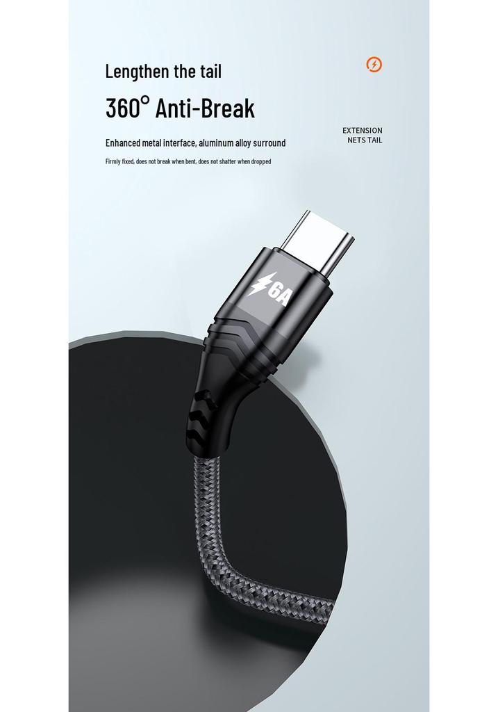 6A Vier-in-één Snel Oplaadkabel voor Huawei-, Samsung-, Apple- & Xiaomi-apparaten