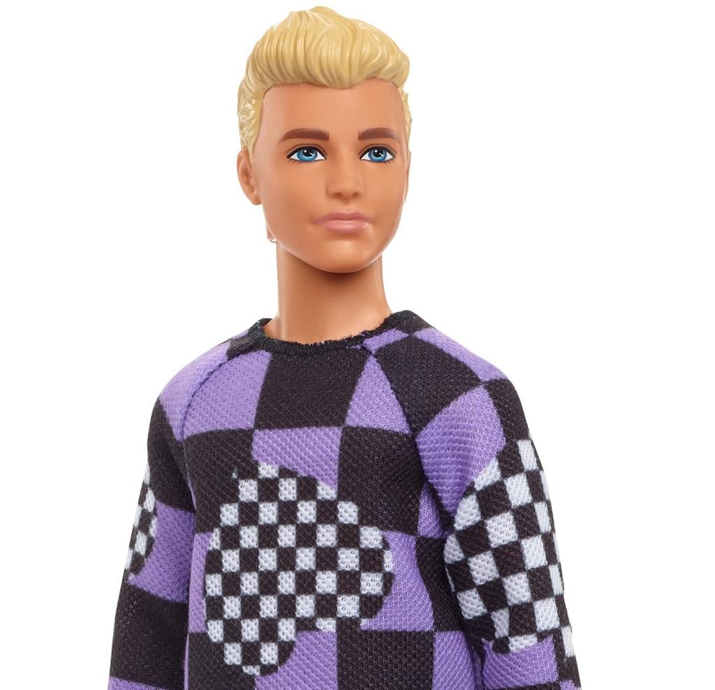 Barbie Ken Fashionista Purple Check  As Seen In the Movie "Barbie" [Dress-up Doll] [Ages 3 and Up] HBV25
