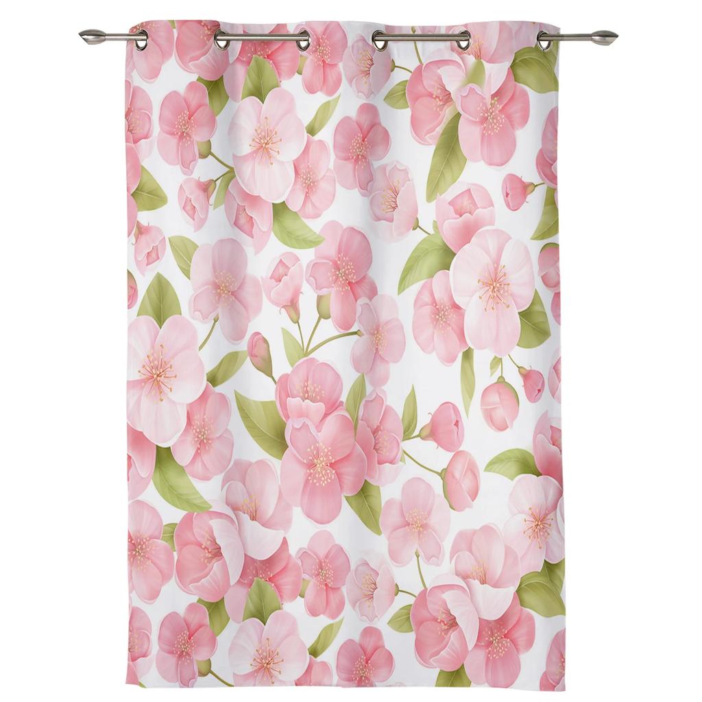 Pink Peach Blossom Flower Curtains for Bedroom Living Room Drapes Kitchen Children's Room Window Curtain Modern Home Decor