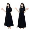 French Black Summer 2026 Hepburn-Inspired Slim Fit Chiffon Long Dress Skirt