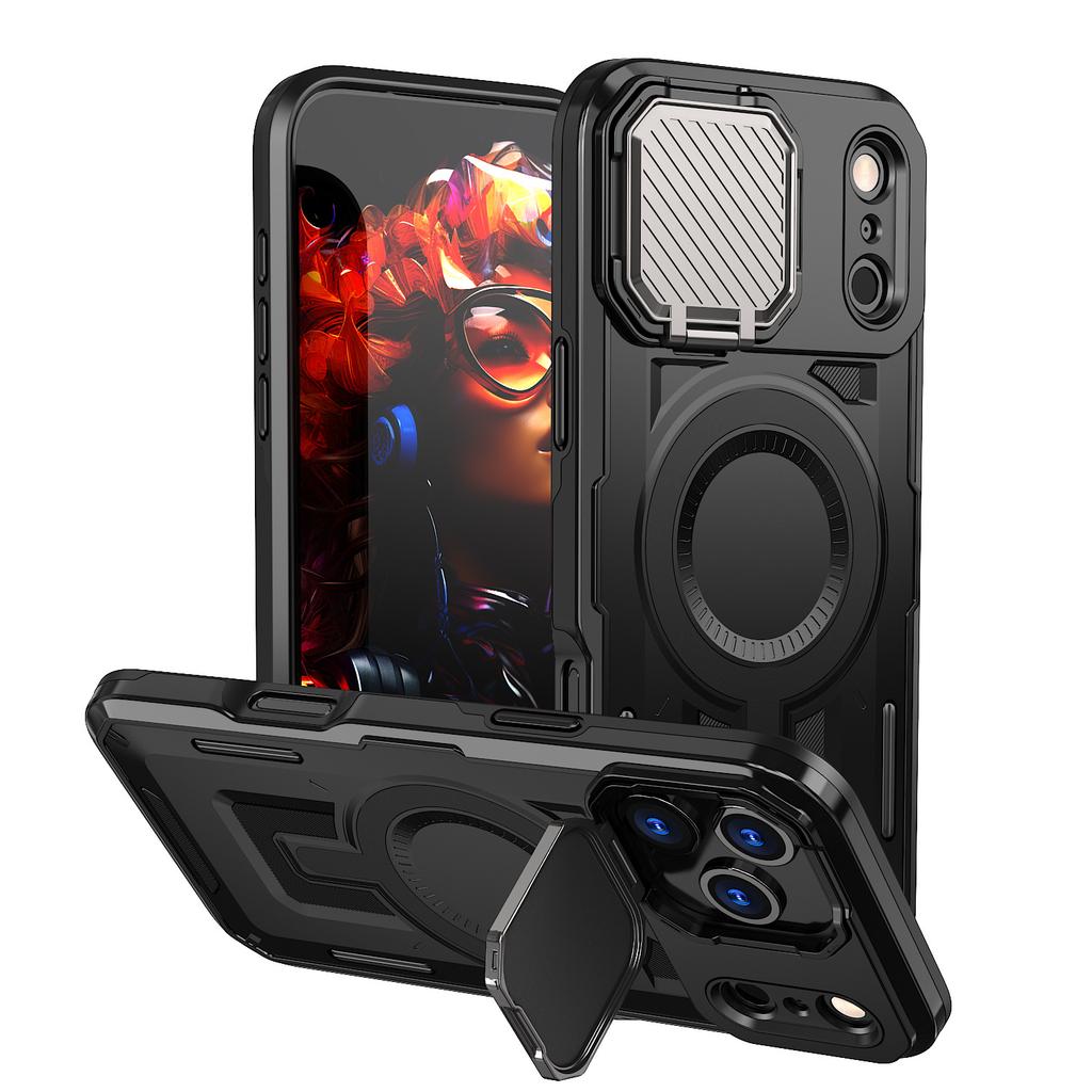 Applicable To iPhone17ProMax Aegis Mobile Phone Case Apple 16Pro Magnetic Suction 15 Bracket 14 Protective Case