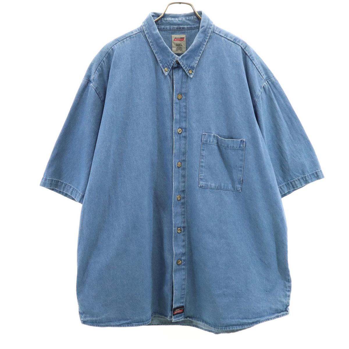 

Dickies Рубашка джинсовая с коротким рукавом на пуговицах 3XL Голубая стирка Biggs Мужская Б/у