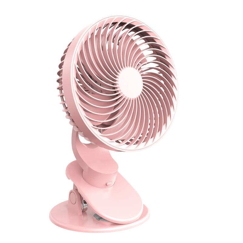 

New 4-speed Two-way Shaking Head Clip Fan Charging Desk Type Wall-mounted Circulation Fan Dormitory USB рожевий