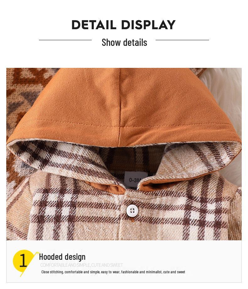 Kariertes Farbverlaufs-Kapuzenshirt und Strampler mit langen Hosen für Kinder - Herbst-/Wintermode