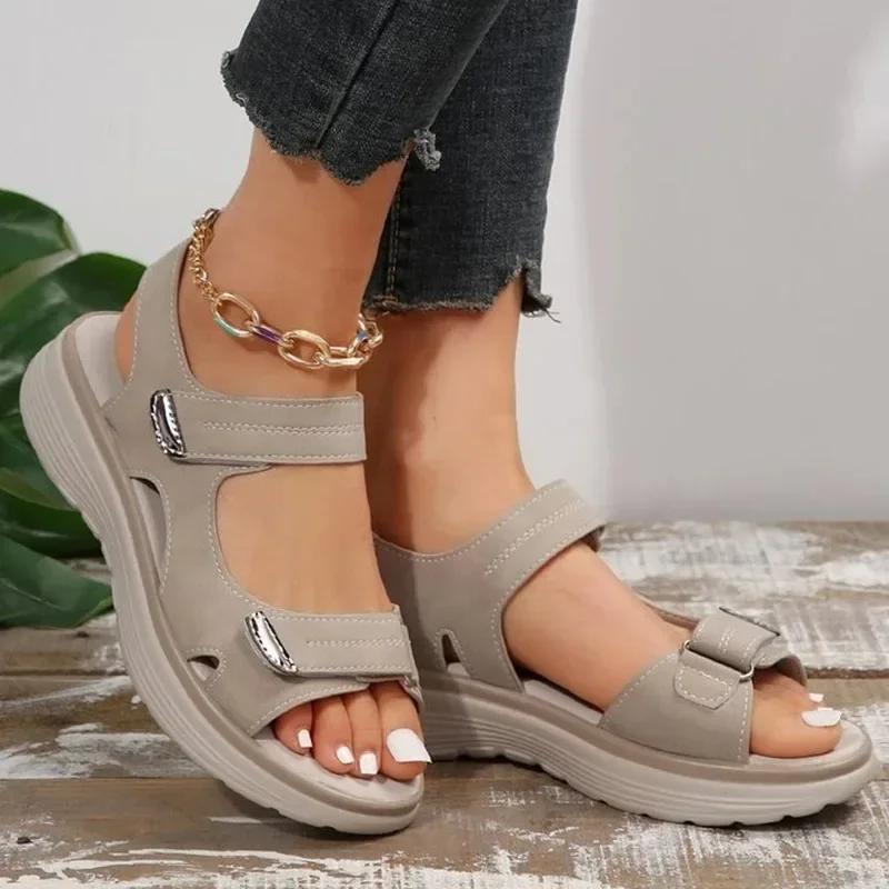 2024 Summer Shoes Women Plus Size Non Slip Shoes for Women Adult Slip on Solid Color Wedge Sandalias De Mujer Footwear Female